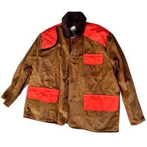 Vintage American Field Hunting Jacket Canvas Corduroy Men XL Orange Quilt